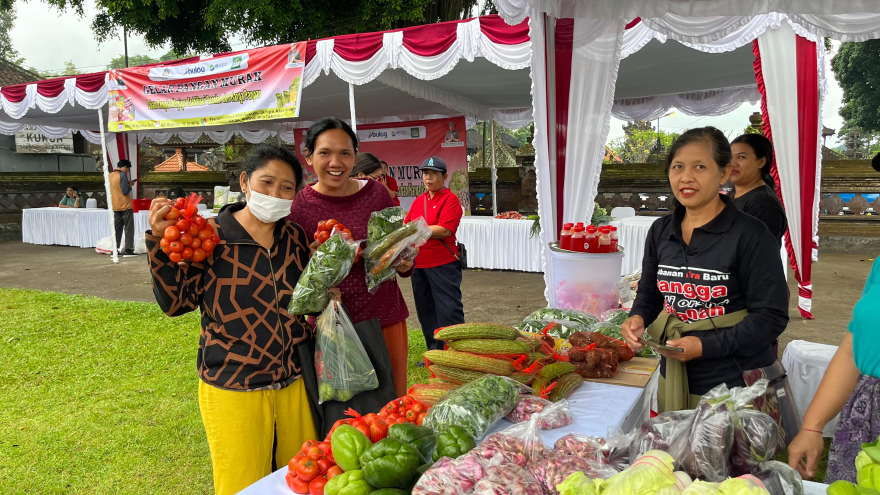 Dinas Pertanian dan Ketahanan Pangan Provinsi Bali Gelar Pasar Murah di Desa Kukuh, Marga Tabanan