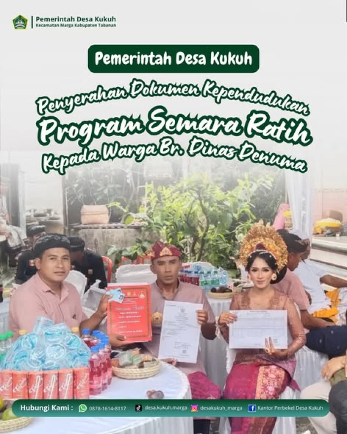 Penyerahan Dokumen Kependudukan Melalui Program Semara Ratih, Wujud Pelayanan Prima Pemerintah Desa Kukuh
